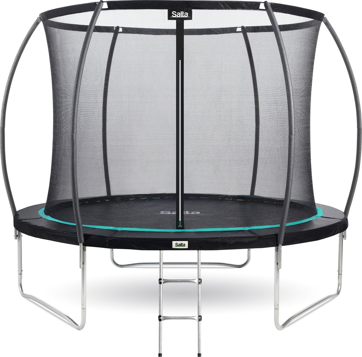 Salta cosmos - ø 305 cm - avec échelle - capacité de charge jusqu'à 120 kg - trampoline rond avec filet de sécurité - noir