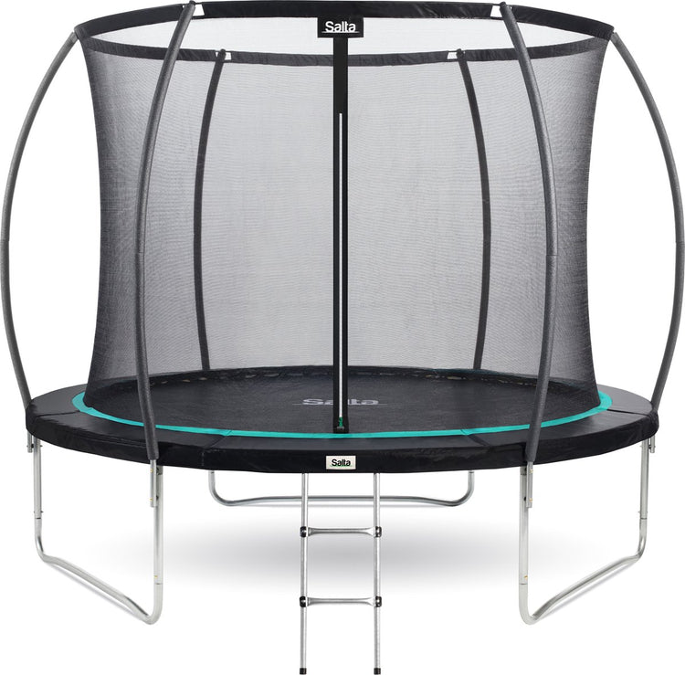 Salta cosmos - ø 305 cm - avec échelle - capacité de charge jusqu'à 120 kg - trampoline rond avec filet de sécurité - noir