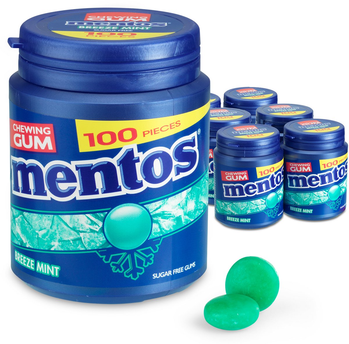 Mentos gum brise menthe - chewing-gum - sans sucre - 1x6 pièces