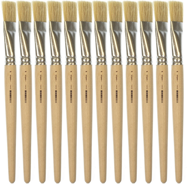 Pinceau Kangaro Lyonse - taille 24 - bois court non vernis - boîte de 12 pièces - k-840324