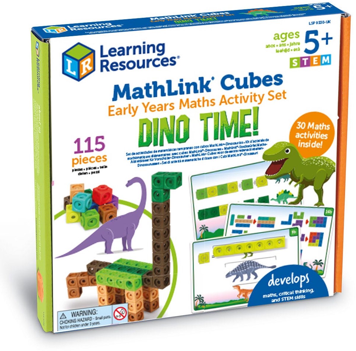 Ressources d'apprentissage ensemble d'activités mathématiques pour l'initiation aux cubes mathlink® - l'heure des dinosaures - 5+