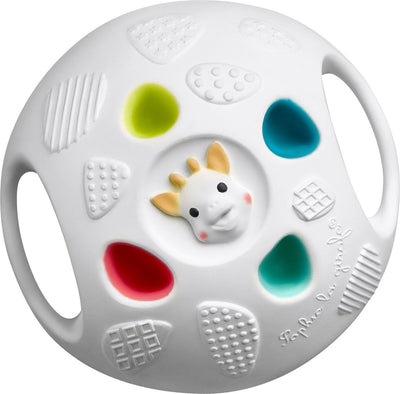 Sophie la girafe so'pure senso'ball - balle de jeu - jouet bébé - balle jouet - 100% caoutchouc naturel - ok-biosourcé - dans coffret cadeau recyclé avec noeud en coton bio - ø9,5 cm