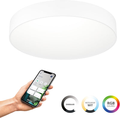 Plafonnier intelligent Eglo connect.z gallizzi-z - LED - ø 49 cm - blanc - lumière blanche RGB réglable - dimmable - zigbee