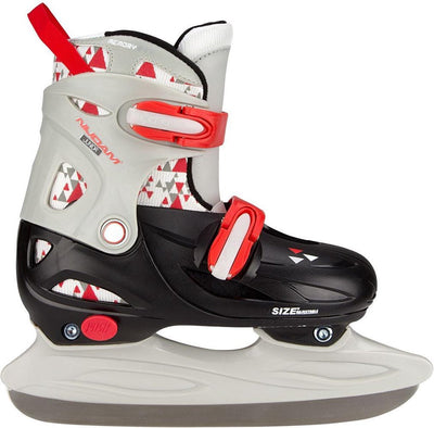 Nijdam Patins Enfant Réglables - Patins De Hockey Sur Glace - Noir Gris - Taille 30-33
