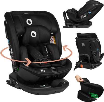 Siège auto Lionelo Bastiaan RWF i-size 0-36 kg - isofix - rotatif à 360° - i-size r129 - arrière avant - protection latérale - appui-tête tri-guard - de la naissance à 12 ans