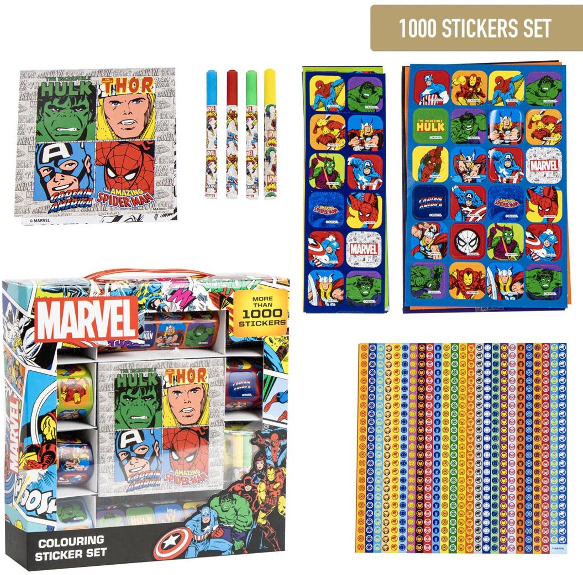 Marvel avengers sticker set enfant - 1000 autocollants - bricolage pour filles et garçons