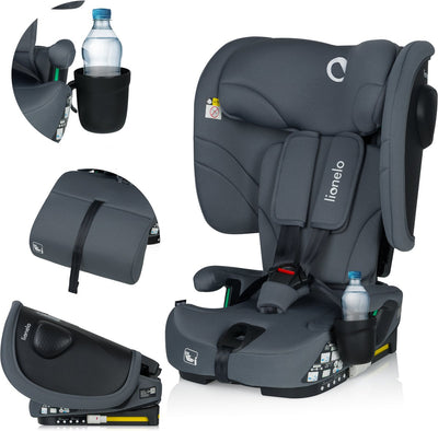 Siège auto Lionelo Nelly i-size - pliable - 76-150 cm - top tether isofix - dossier 4 positions - protection latérale sips - portable compact - appui-tête 15 positions - insert de coussin de jambe réducteur - porte-gobelet - ece r129 03 - groupe 0+