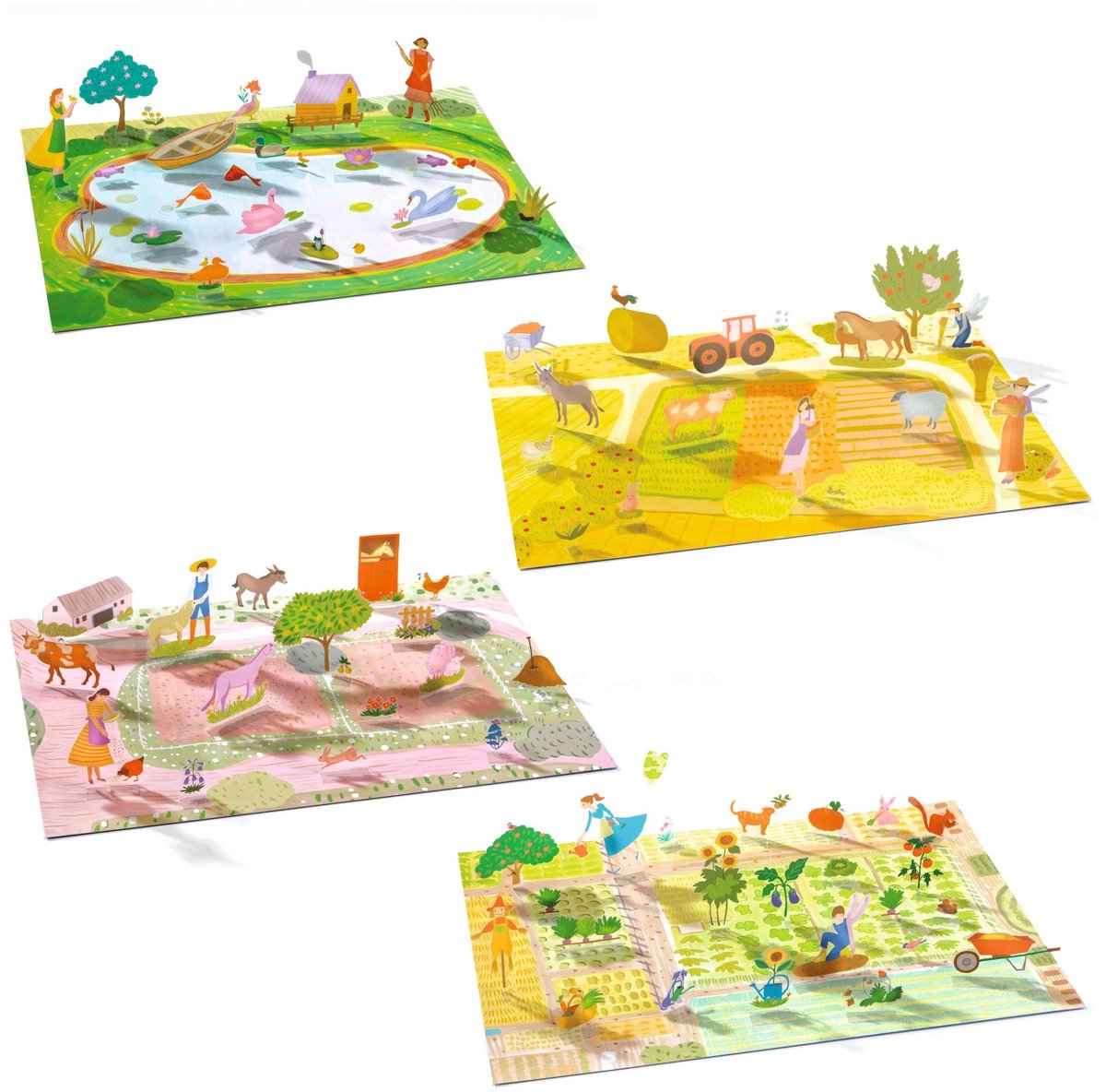 Djeco – 0045 – autocollants – la ferme – 4 scènes – 3-6 ans