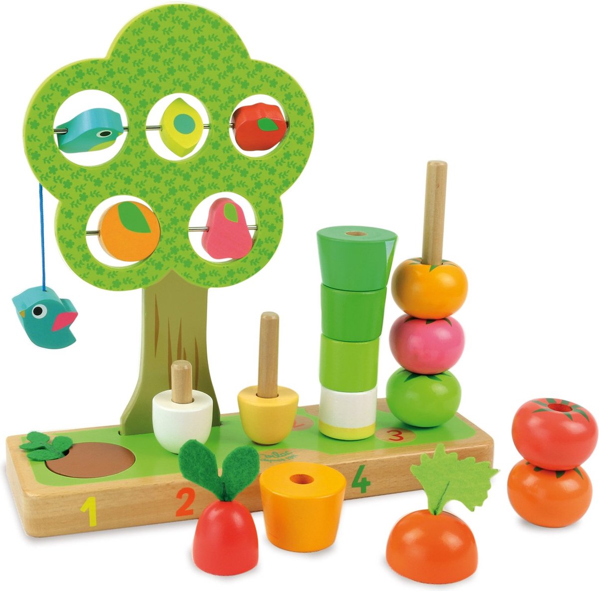 Vilac apprend à compter avec ce fruit et légume ludique en bois.