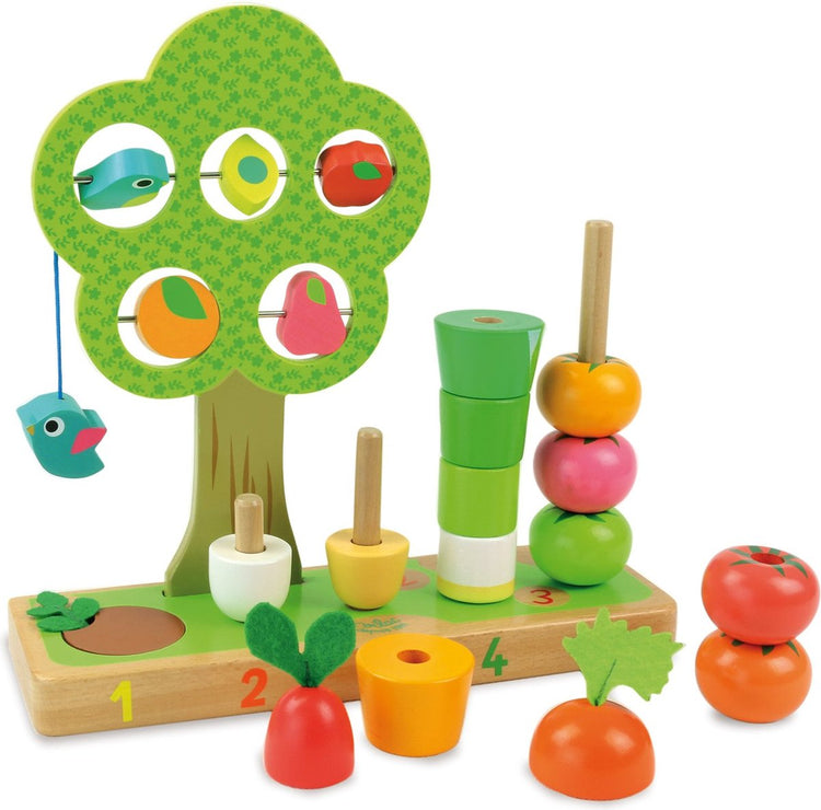 Vilac apprend à compter avec ce fruit et légume ludique en bois.