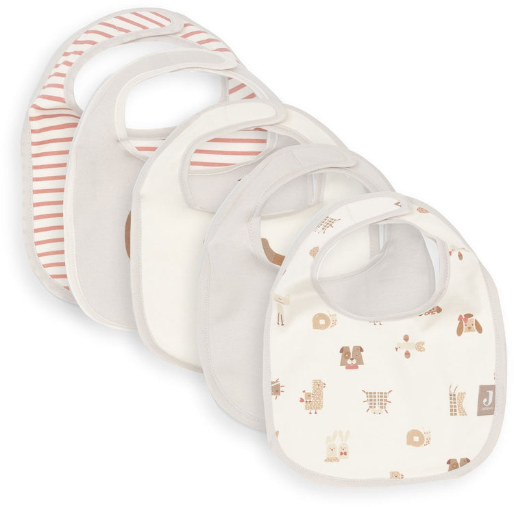 Bavoirs Jollein imperméables - 5 pièces - 30 cm - amis des animaux
