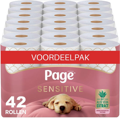 Papier toilette Page ® - papier toilette sensible - 42 rouleaux - avec extrait d'aloe vera - pack économique