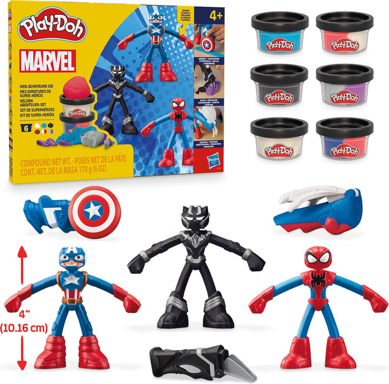 Play-doh Marvel Hero Adventures Coffret de jeu - pâte à modeler - comprenant 3 figurines - Spider-Man - Black Panther - Captain America