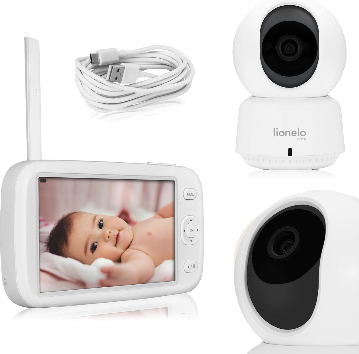Babyphone Lionelo babyline 9.1 - caméra full HD 360° - écran 5 pouces et application - capteurs de mouvement - portée jusqu'à 300 m