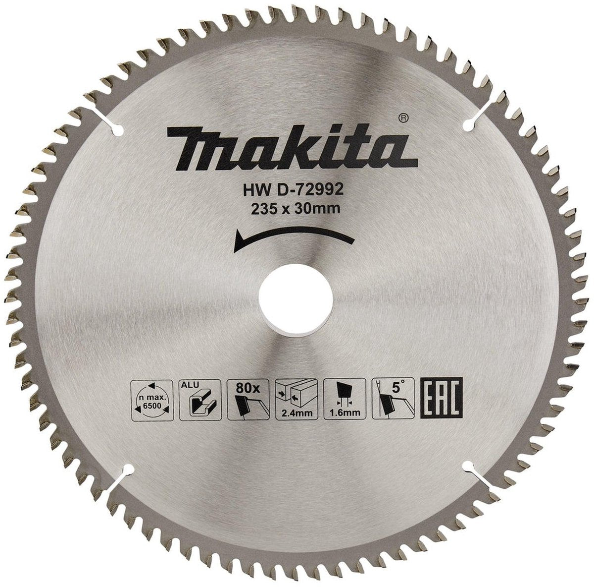 Accessoires Makita lame de scie circulaire aluminium | norme | 235x30x2.4 80t 5g - d-72992 - d-72992