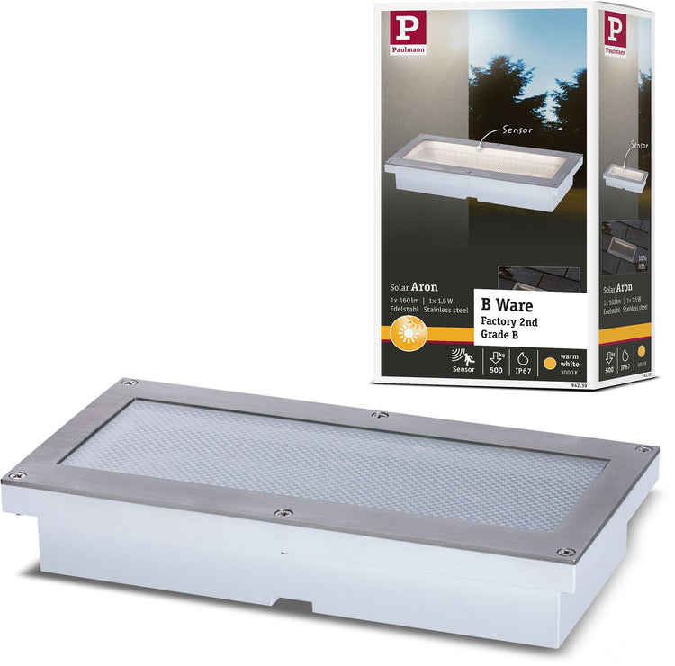 Paulmann lampe solaire encastrable au sol LED b-waar aron détecteur de mouvement ip67 3000k 40lm blanc