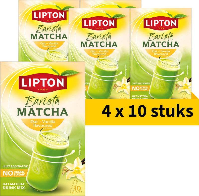 Lipton barista matcha avoine aromatisé à la vanille - 40 sachets - poudre de matcha à l'avoine - vanille - 4 x 10 pièces - pack économique