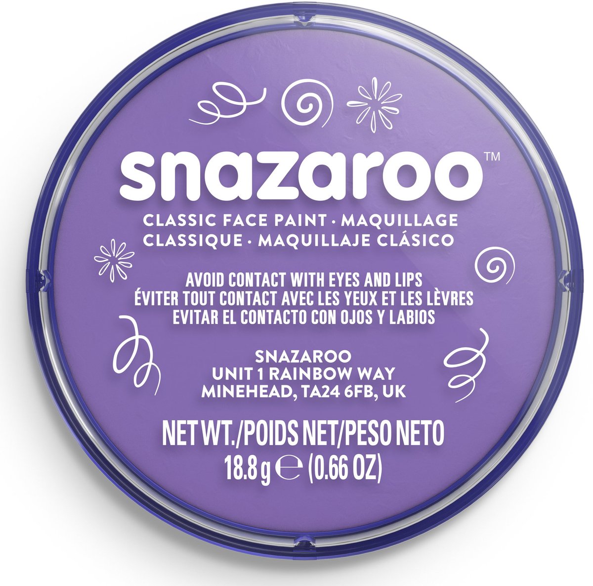 Snazaroo 1118877 - lilas - 18 ml de peinture pour le visage aqua peinture pour le visage pour enfants et adultes