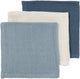 Meyco baby uni lingettes visage hydrophiles prélavées - hydrophiles prélavées - jeans naturel bleu indigo - 30x30cm - paquet de 3