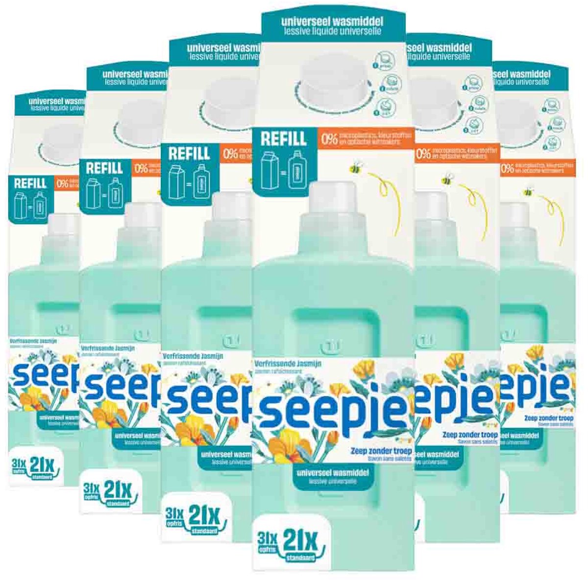 Recharge de détergent Seepje universelle - 6 x 945 ml - pack économique