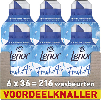 Adoucissant Lenor air frais - fraîcheur du matin - 6 x 36 lavages