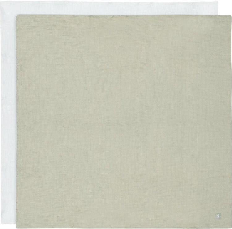 Jollein tissu hydrophile grand - 115x115cm - vert olive ivoire - paquet de 2