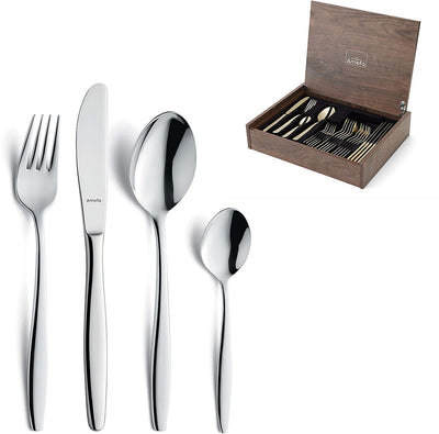 Amefa Florence - Ménagère 24 pièces - pour 6 personnes - brillant - couleur argent - dans un luxueux coffret en bois