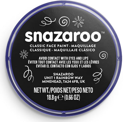 Snazaroo 1118111 - noir - 18 ml de peinture pour le visage aqua pour enfants et adultes