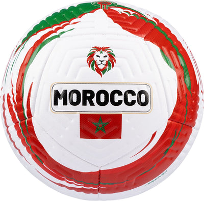 Ballon de football Avento - Lion Force - rouge blanc - taille 5 - ⌀ env. 22 cm - coupe du monde de football - maroc