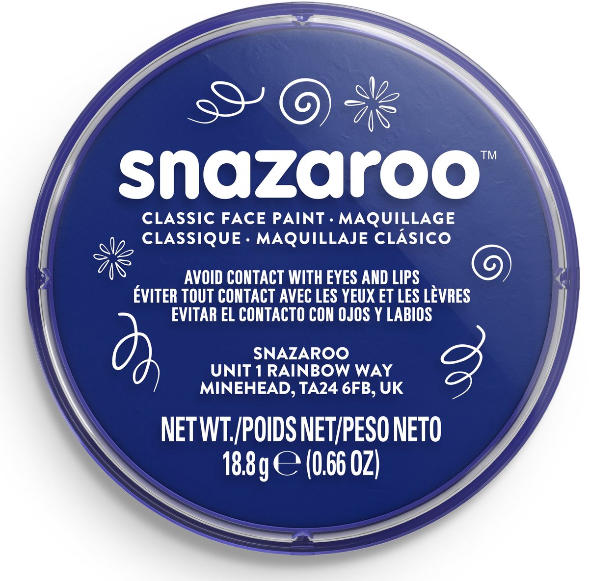 Snazaroo 1118333 - bleu foncé - 18 ml de peinture pour le visage aqua peinture pour le visage pour enfants et adultes