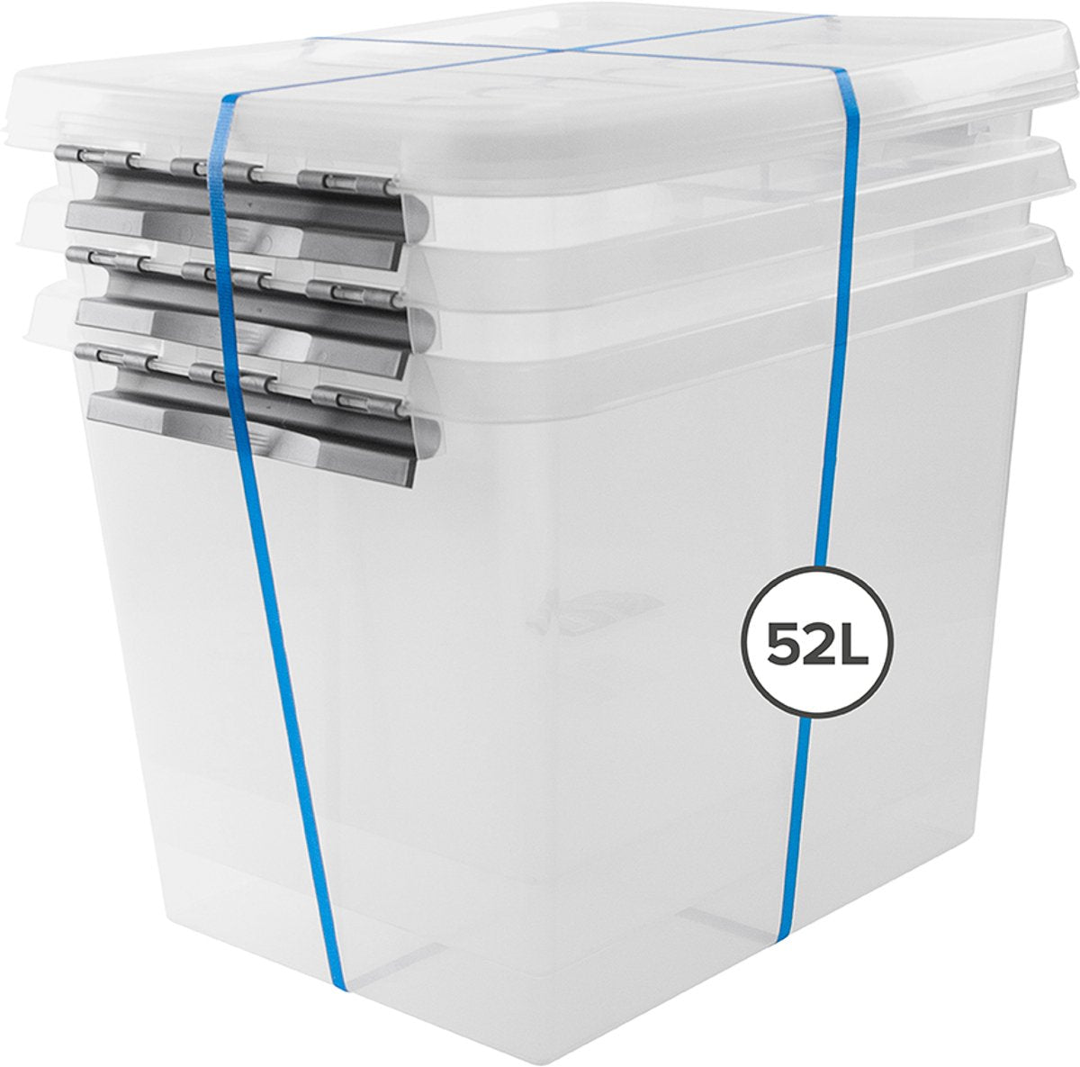 Sunware - boîte de rangement q-line avec couvercle - 52l - lot de 3 - gris transparent