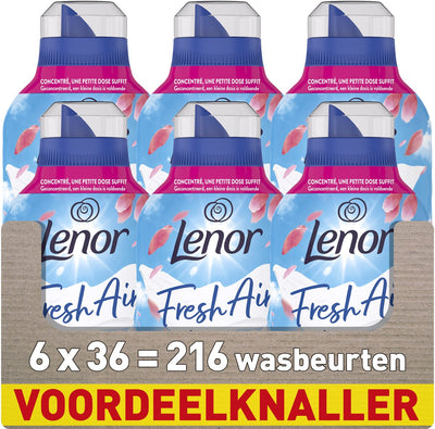 Adoucissant Lenor air frais - fleur colorée - 6 x 36 lavages