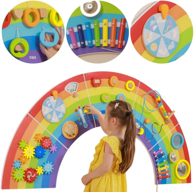 Vigatoys viga toys - bois - plateau de jeu mural - arc-en-ciel - diamètre 162cm