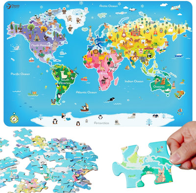 Classic World Wooden Jeg Puzzle World Map, 48st.