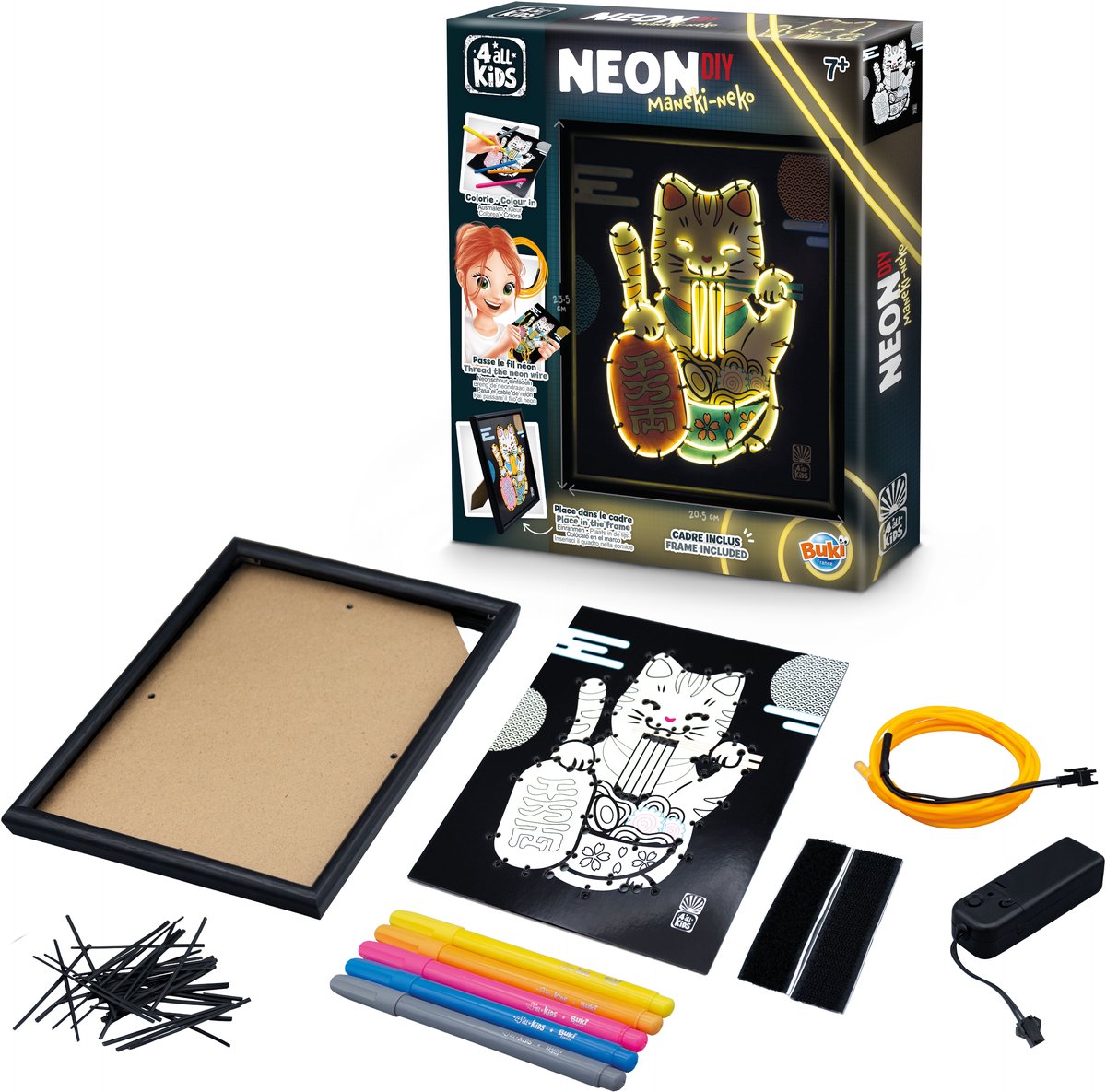 Buki france buki - cadre néon - thème maneki neko - crafting - hobby
