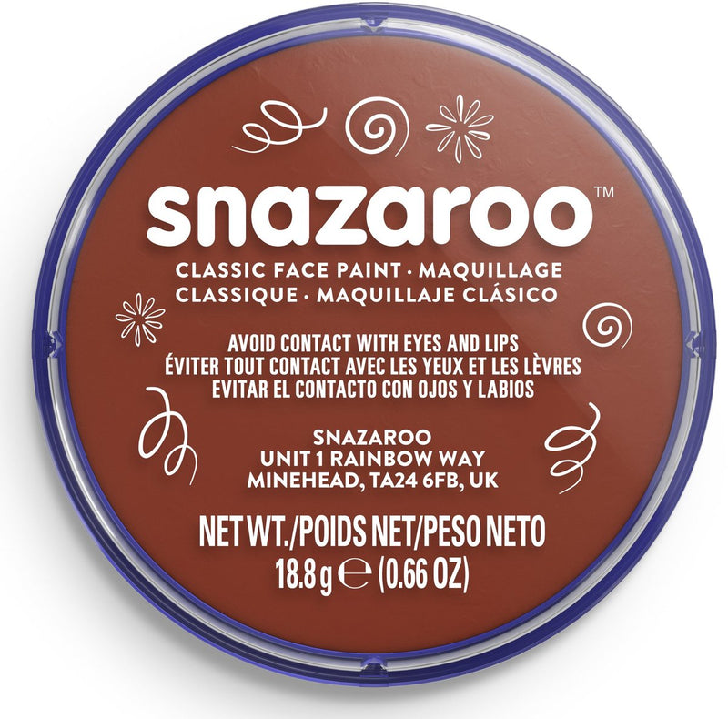 Snazaroo 1118977 - marron rouille - 18 ml de peinture pour le visage aqua pour enfants et adultes