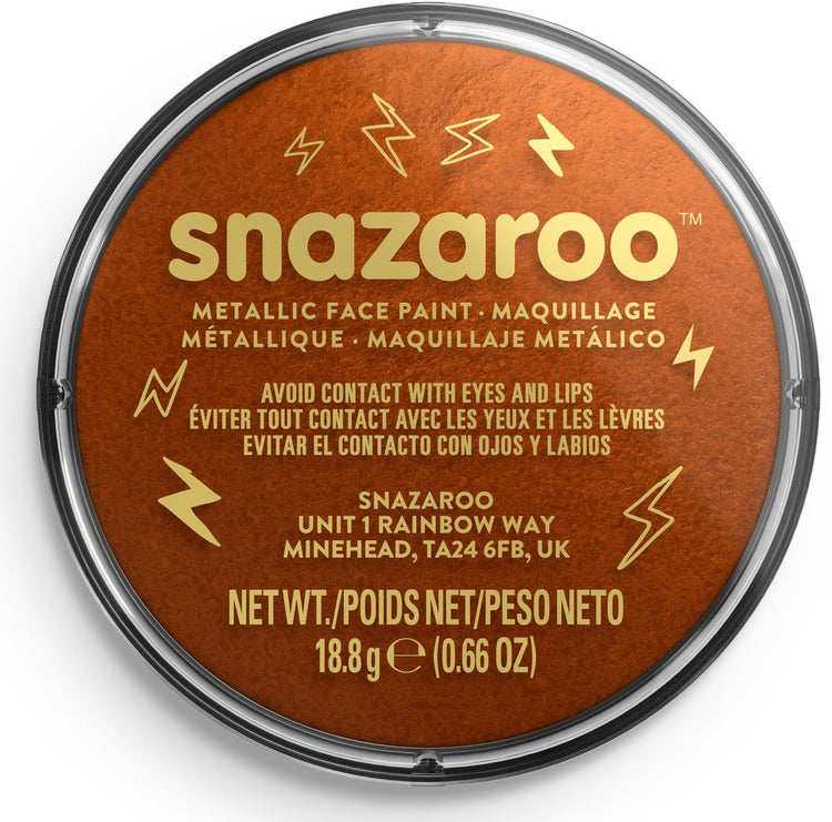 Snazaroo 1118755 - cuivre métallique - peinture pour le visage aqua 18 ml peinture pour le visage pour enfants et adultes