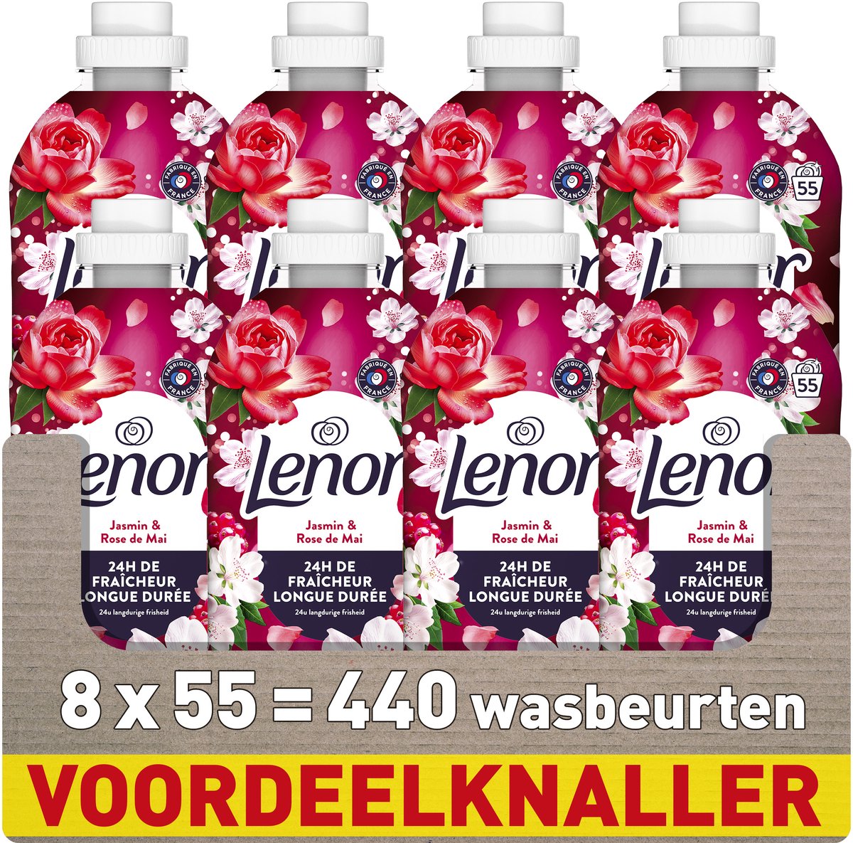 Adoucissant Lenor - jasmin rose de mai - 8 x 55 lavages