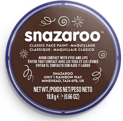 Snazaroo 1118999 - marron foncé - 18 ml de peinture pour le visage aqua pour enfants et adultes