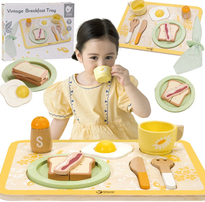 Classic World World Wooden Vintage Breakfast Ensemble avec plateau, 13dlg.