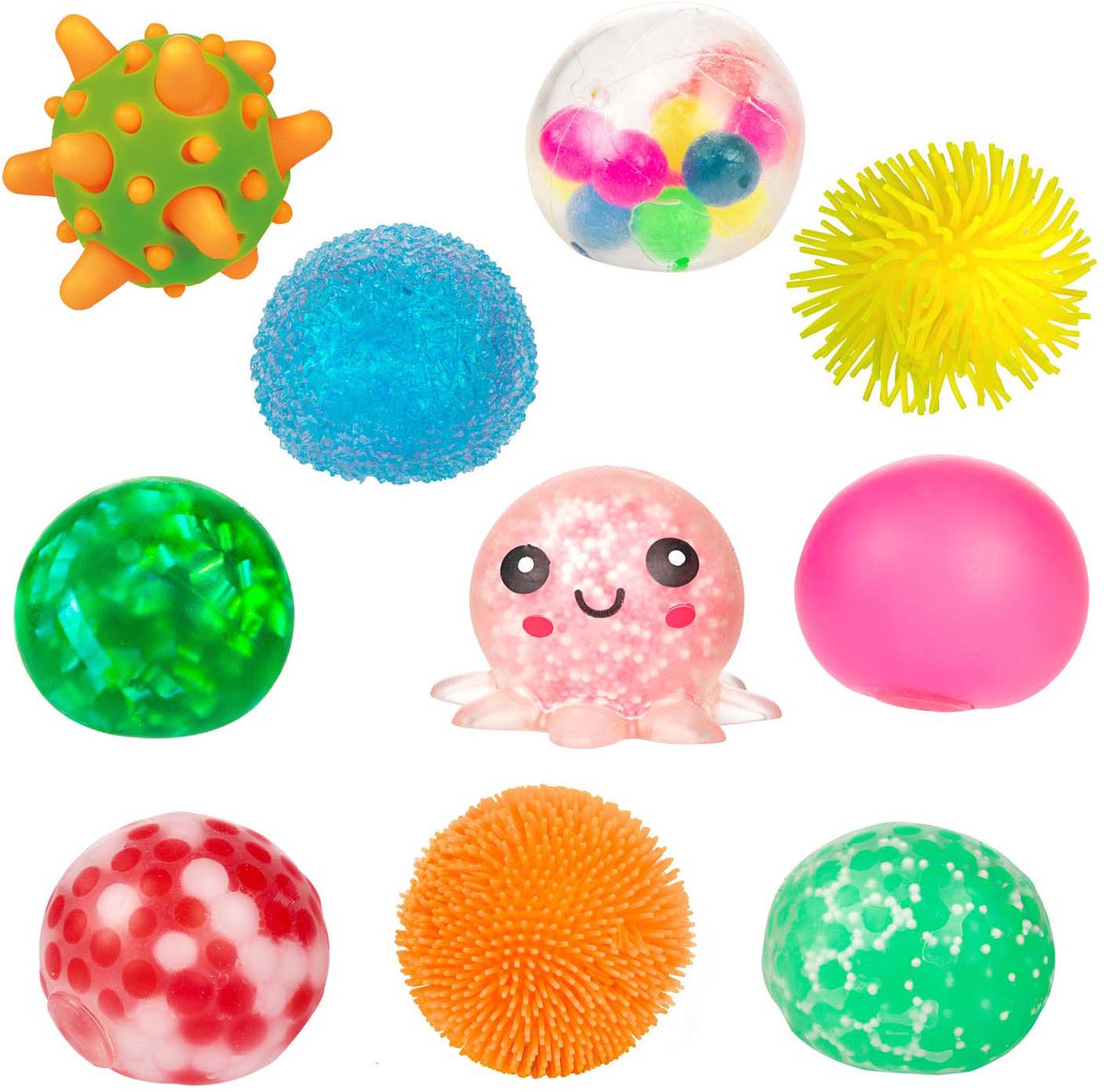 Toi-toys balles à presser 5cm boîte de 10 pièces