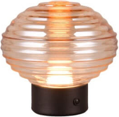 Rl live your light reality earl - lampe de table - noir mat - incl. 1x smd 2w - fonction tactile - rechargeable - sans fil - verre ambré