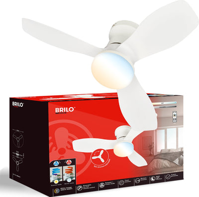 Briloner Lufito - ventilateur de plafond avec éclairage - plafonnier LED avec ventilateur - lampe ventilateur mode été et hiver - dimmable - CCT - ø60 - blanc