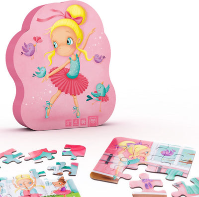 Eurekakids puzzle 4 en 1 ballerine - quatre puzzles pour enfants dans un emballage élégant - 6, 9, 12 et 16 pièces
