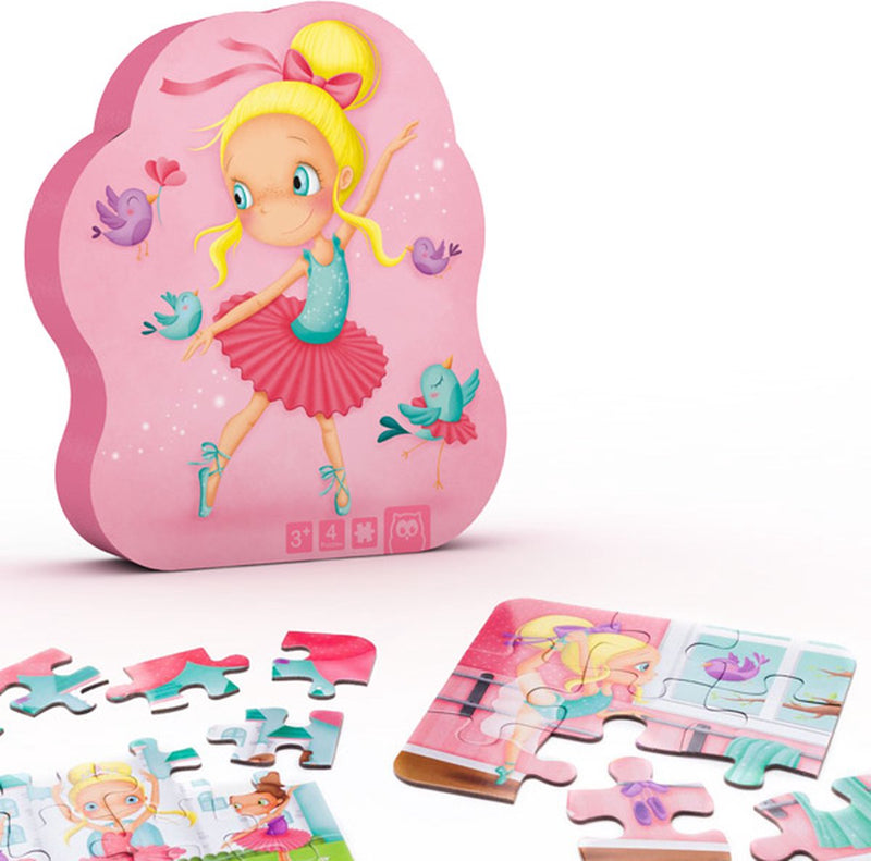Eurekakids puzzle 4 en 1 ballerine - quatre puzzles pour enfants dans un emballage élégant - 6, 9, 12 et 16 pièces