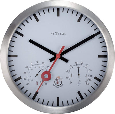 Clématite Nexttime – horloge murale – 35 cm – aluminium – blanc – résistante aux intempéries et silencieuse
