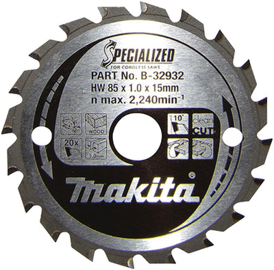 Lame de scie circulaire en carbure Makita Specialized B-32932 85 x 15 x 0,7 mm Nombre de dents : 20 1 pièce(s)