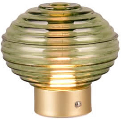 Rl live your light reality earl - lampe de table - laiton mat - incl. 1x smd 2w - fonction tactile - rechargeable - sans fil - verre vert