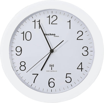 Technoline wt 8000 blanc - horloge murale - analogique - ronde - fenêtre en plastique - affichage de l'heure radiocommandé - blanc