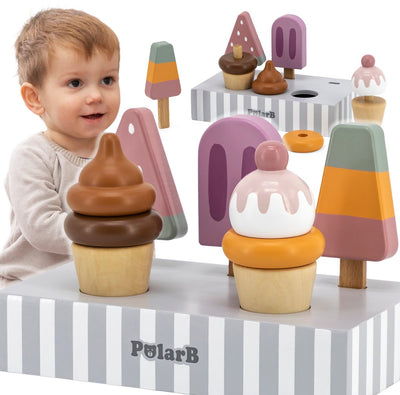 Polarb - glaces en bois - 5 pièces - jouets en bois à partir de 18 mois